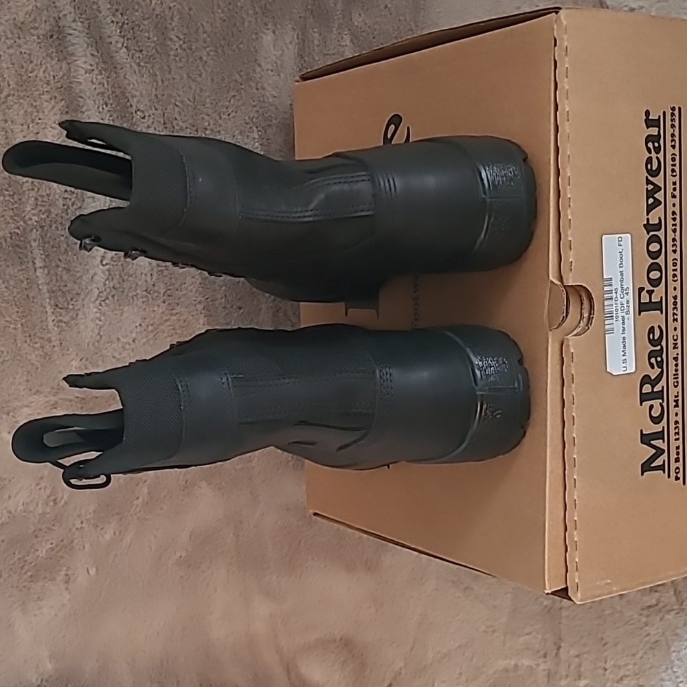 Men's Black Leather IDF Tactical Combat Boots US Made 11 - Picture 2 of 9